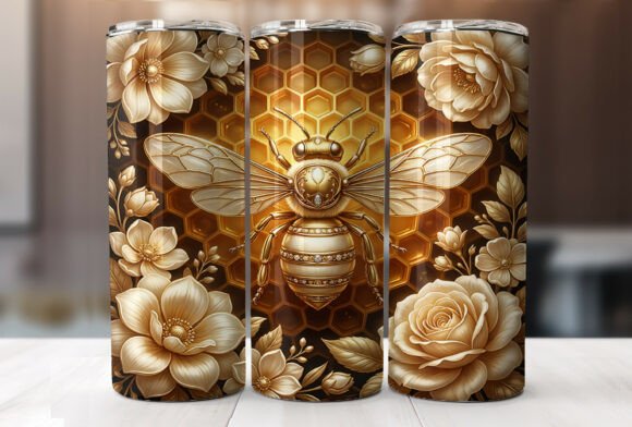 3D Bee Honeycomb Tumbler Wrap Design: A Vibrant Digital Solution for Custom Drinkware