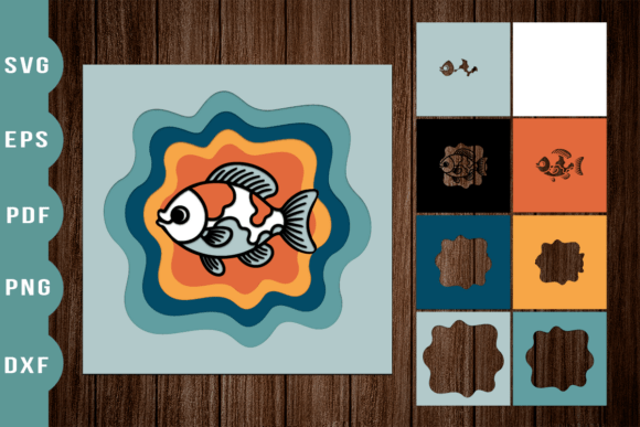 3D Fish Layered Paper Cut Design