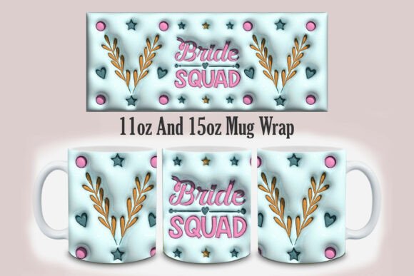 3d Inflated Bride Squad Mug Design PNG