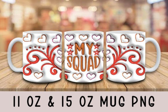 3D Inflated My Squad Mug Design PNG