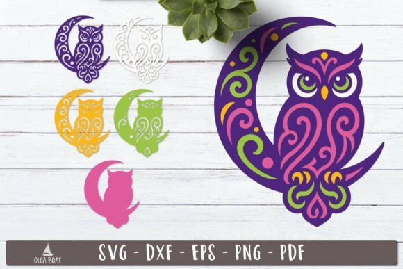 3d Owl Moon Layered SVG Design