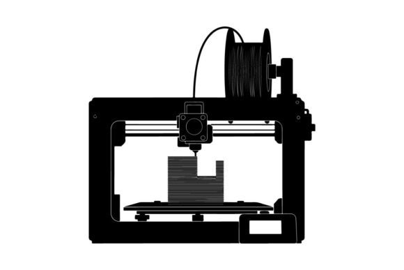 3d Printer Creating Object Flat Design V: A Modern Approach to Minimalist Silhouette Art