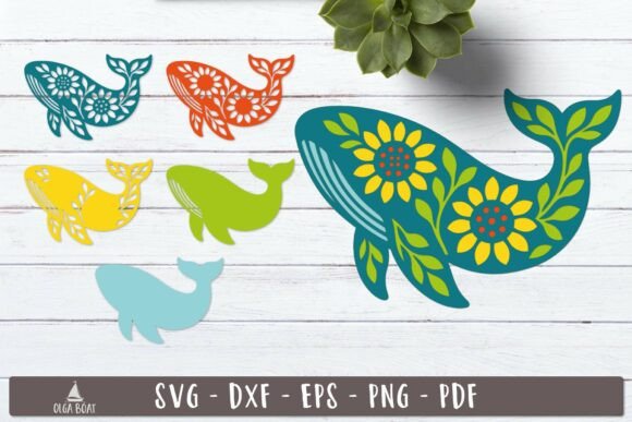 3d Sunflower Whale Layered SVG Design