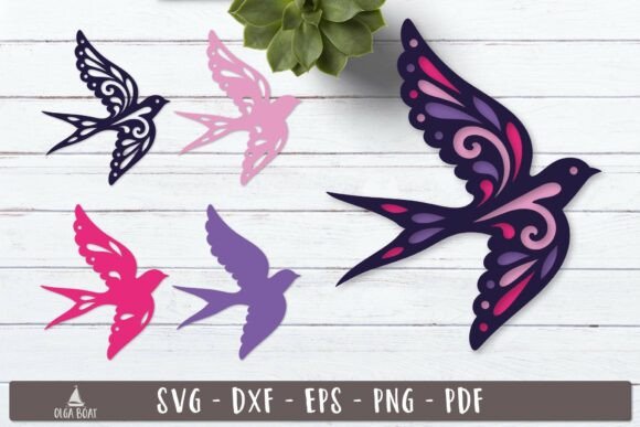 3d Swallow Bird Layered SVG Design: Elevating Handmade Crafts