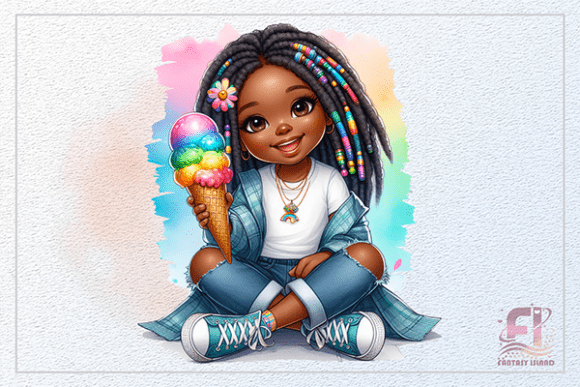 Cute African American Girl with Braids Clipart: A Versatile Design for Creative Projects