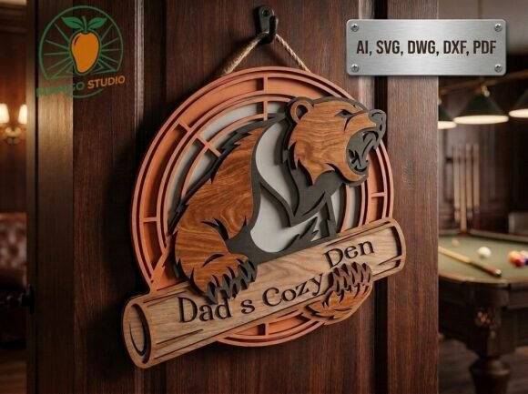 Dad's Cozy Den Bear SVG Sign – A Detailed Look at a Versatile CNC & Laser Cutting Design