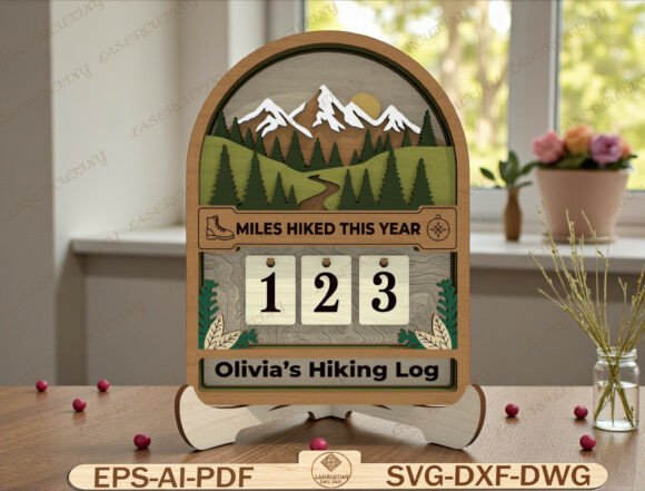 Hiking Log Tracker Sign Laser Cut File