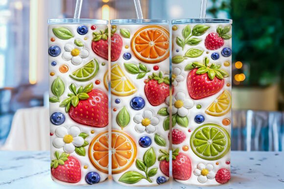 Inflated Summer Fruit Tumbler Wrap PNG – A Fresh Twist for Your Summer Drinkware