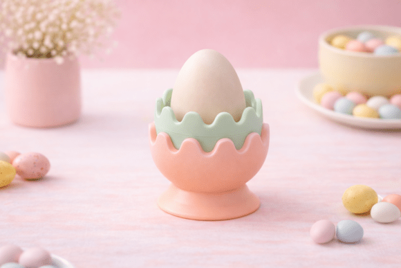 Pastel Egg Holder with Plate STL for Easter & Spring Decor