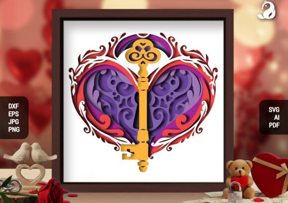 Vintage Key to My Heart 3D Papercut: A Romantic Craft for Modern Makers