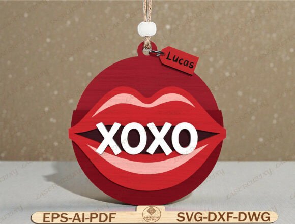 XOXO Lips Valentine Ornament SVG: A Modern Touch for Personalized Valentine’s Day Projects